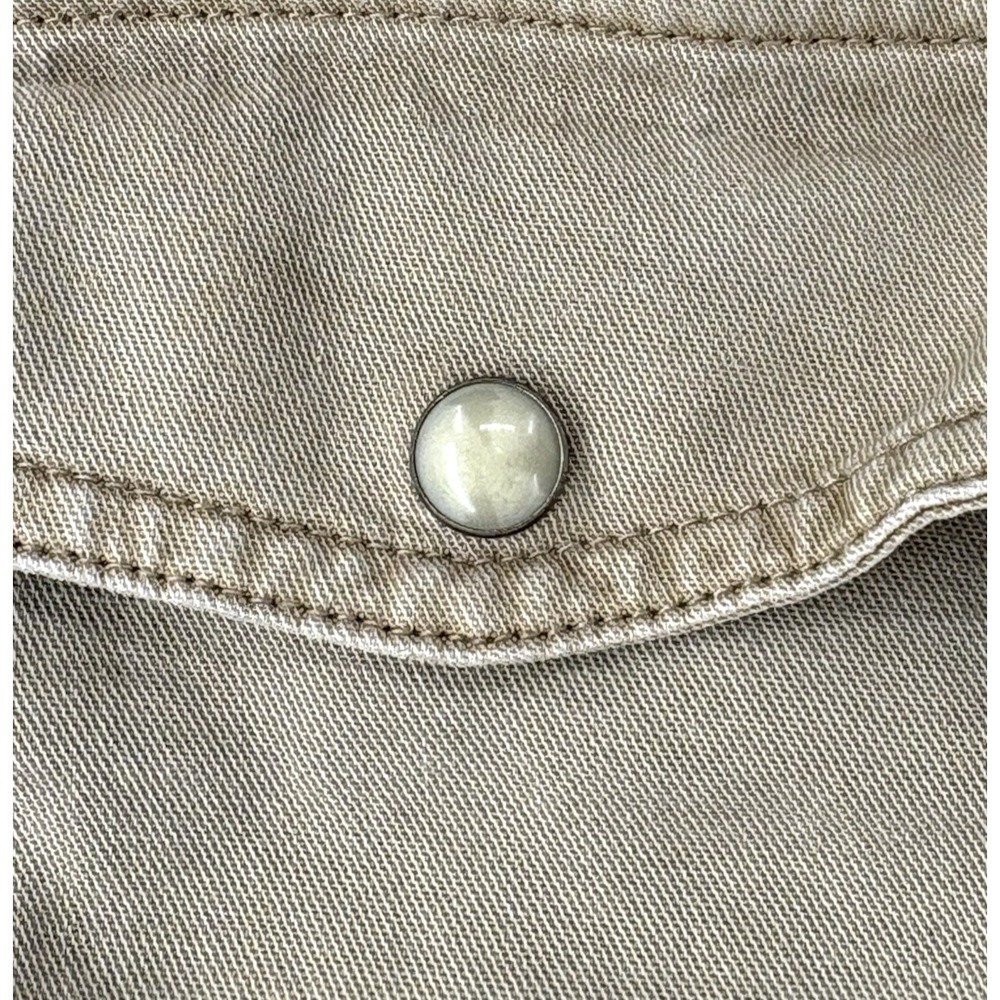 Lucky Brand Pearl Snap Shirt Men's XL Beige Saturday Stretch Western Americana - Picture 5 of 12